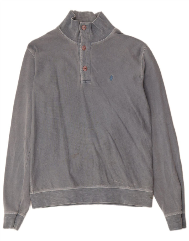 MARLBORO CLASSICS Mens Button Neck Sweatshirt Jumper Large Grey Cotton