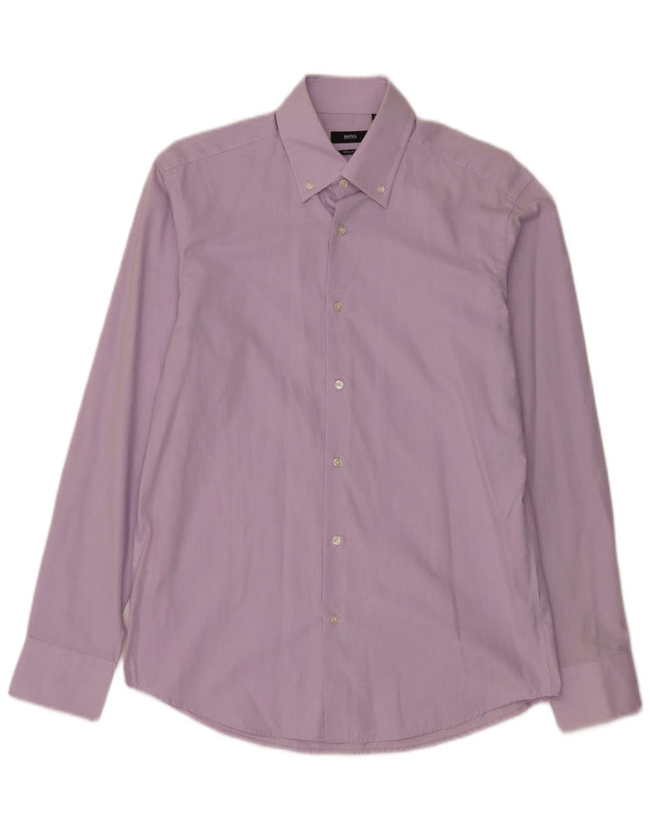 Hugo Boss Chemise coupe régulière pour homme Taille 4015 3/4 Coton violet moyen