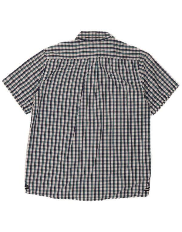 Sergio Tacchini Chemise à manches courtes pour homme en coton vichy bleu