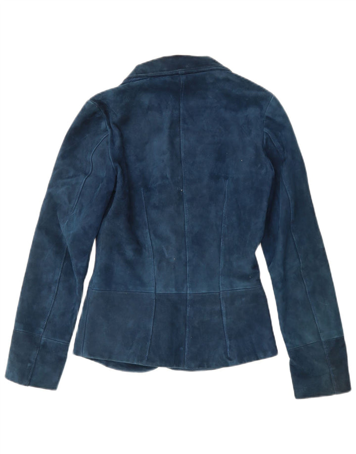 vintage Femmes 2 Bouton Blazer Veste UK 4 XS Bleu Marine
