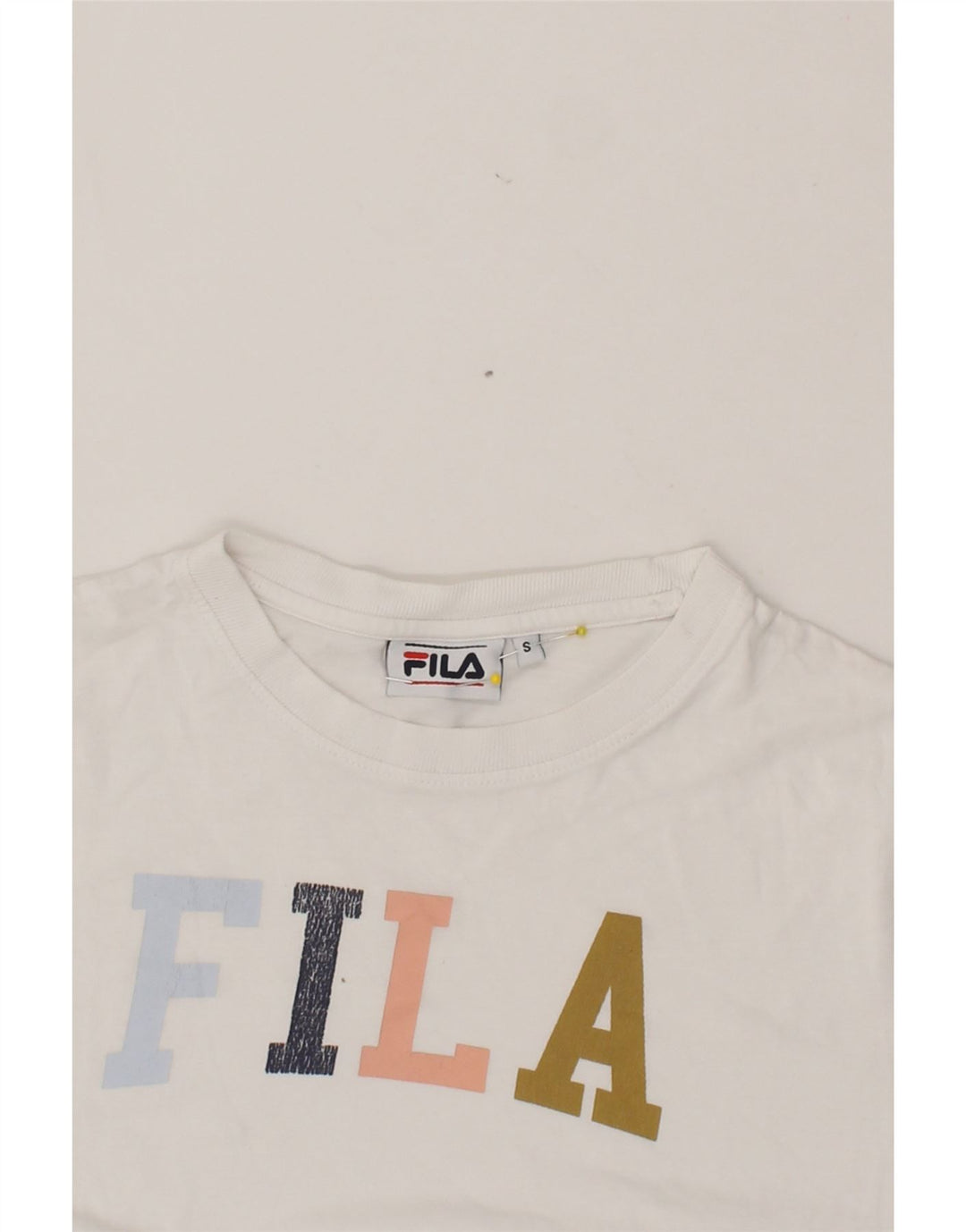 FILA Mens Graphic T-Shirt Top Small White Cotton Vintage Fila and Second-Hand Fila from Messina Hembry 