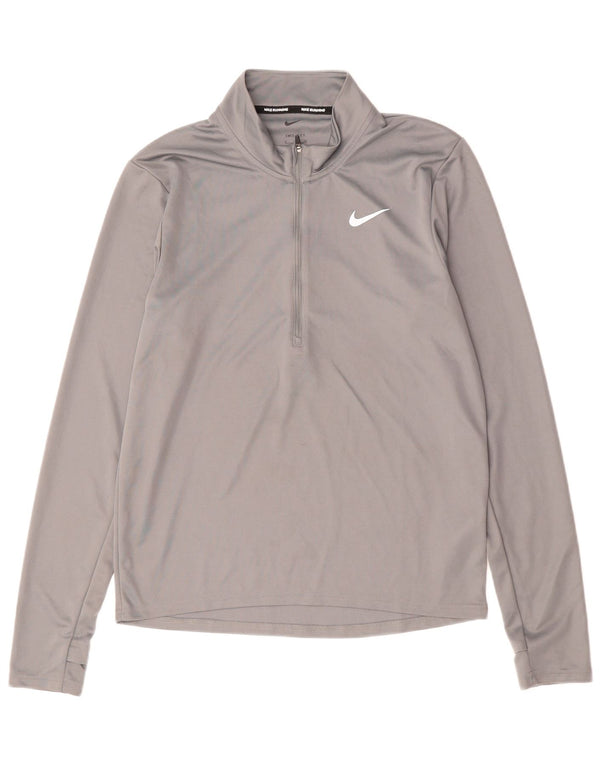 NIKE Haut de survêtement Dri Fit à col zippé pour homme Petit gris Polyester