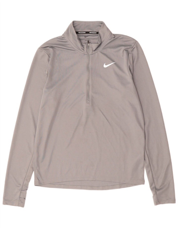 NIKE Haut de survêtement Dri Fit à col zippé pour homme Petit gris Polyester