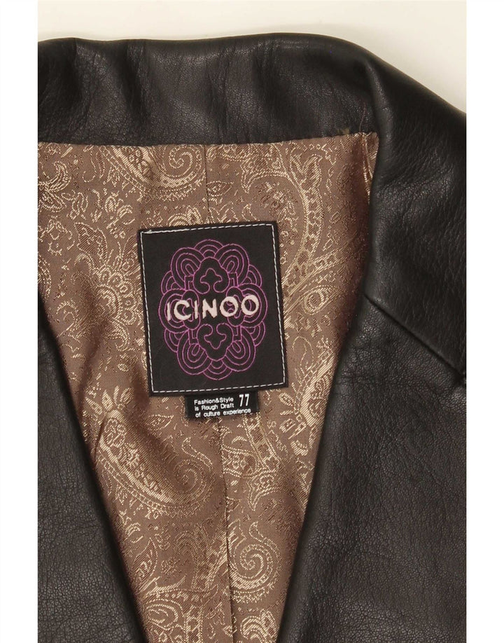 Icinoo Veste blazer en cuir à 1 bouton pour femme UK 10 Small Noir