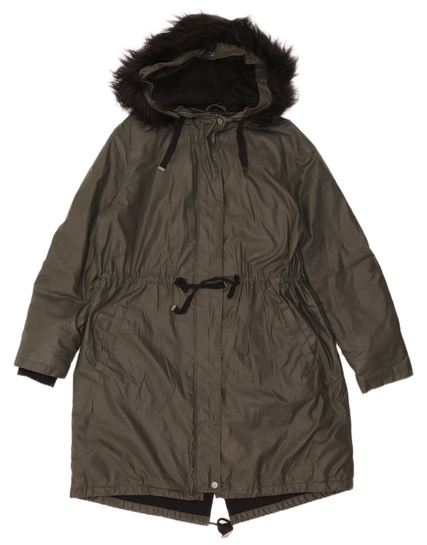 Marks & Spencer Veste Parka à capuche pour femme UK 14 Large Vert Coton