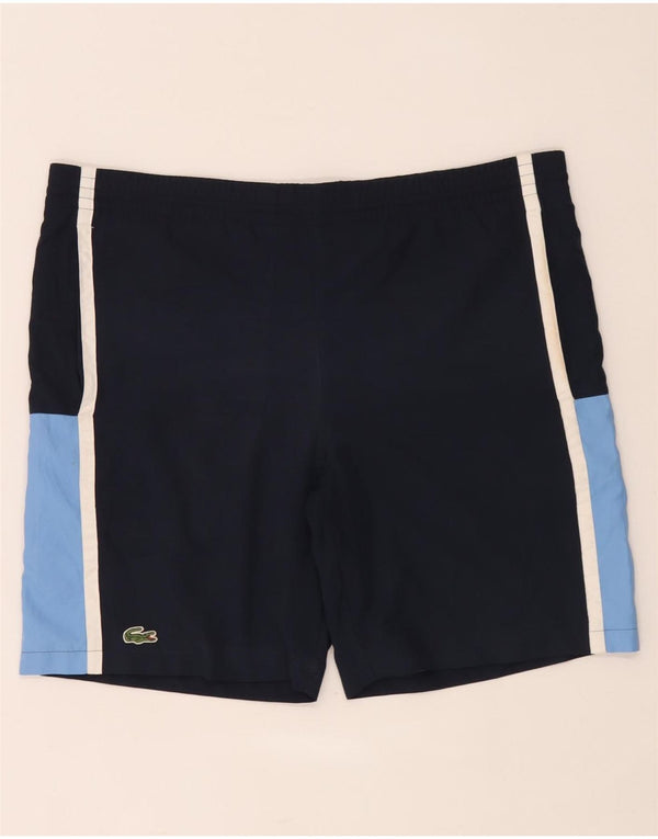 Lacoste Short de sport pour homme Taille 2 XS Bleu marine Colorblock Polyester