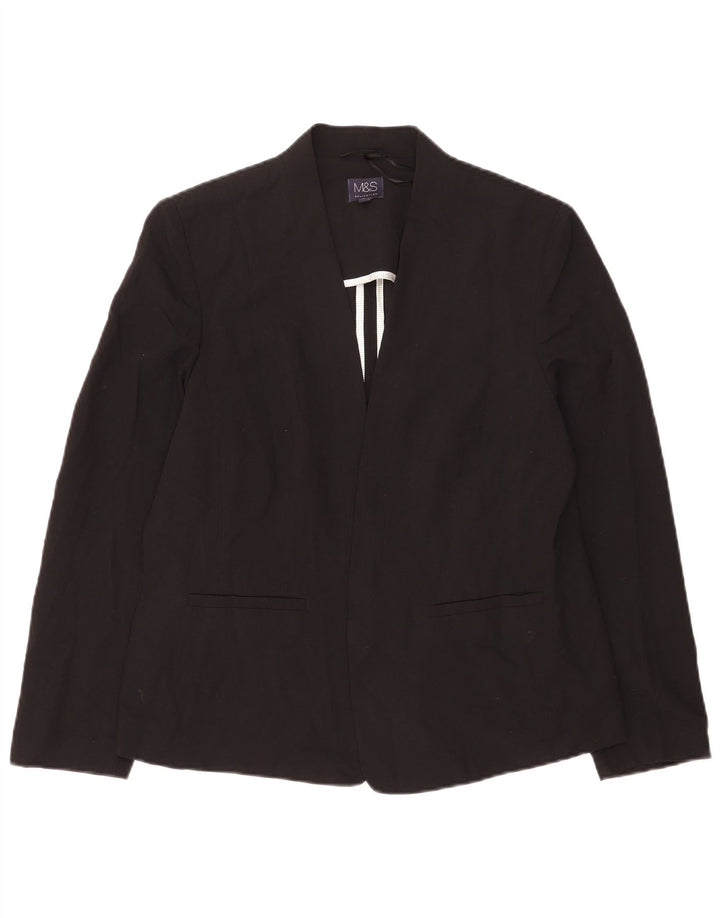 Marks & Spencer Veste blazer ouverte pour femme UK 16 Large Noir Polyester
