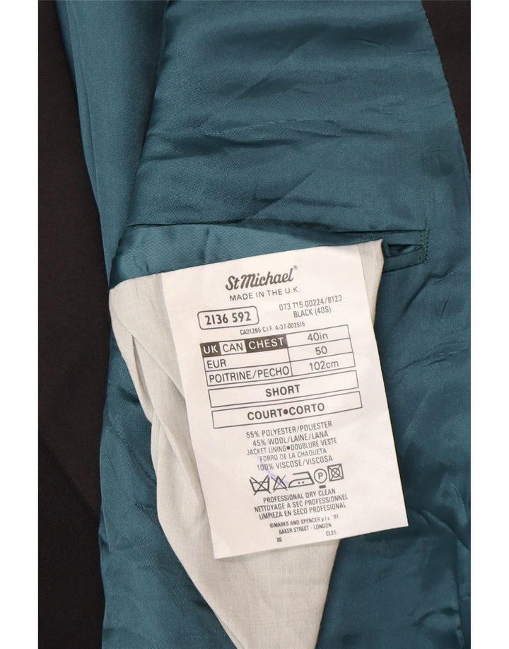 Marks & Spencer Veste blazer à 2 boutons pour homme UK 40 Large Noir Polyester