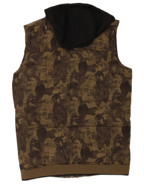 Zara Gilet rembourré à capuche pour homme UK 38 Medium Kaki Camouflage Polyester
