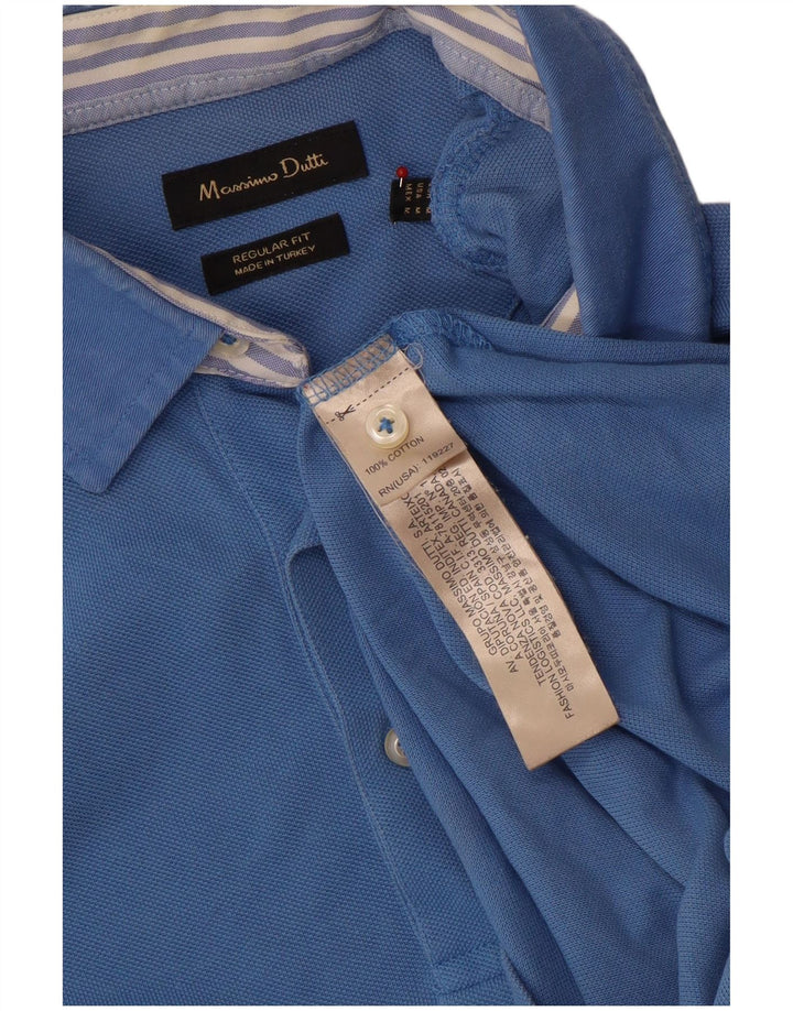 Massimo Dutti Polo Regular Fit Homme Bleu Moyen Coton
