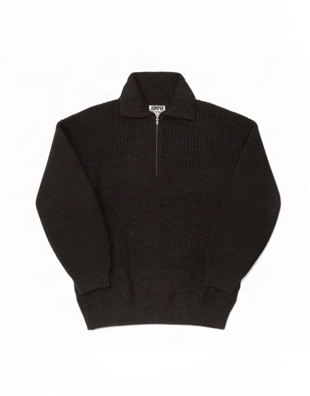 vintage Mens Polo Neck Jumper Pull Laine Gris Moyen