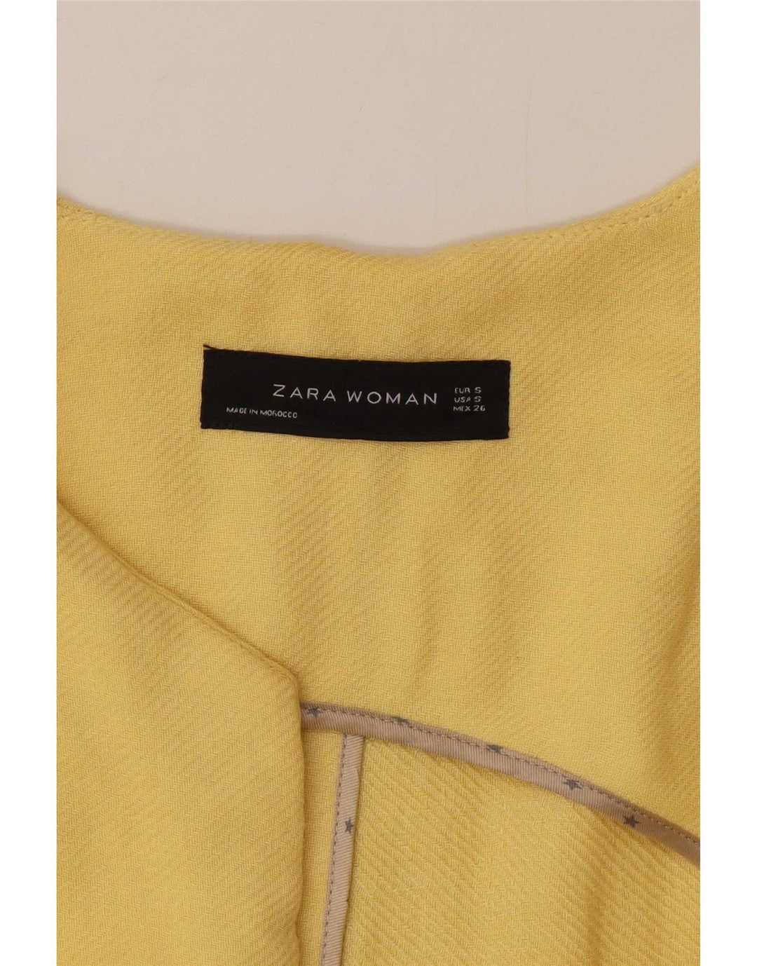 Zara Femme Pardessus Ouvert UK 10 Petite Viscose Jaune