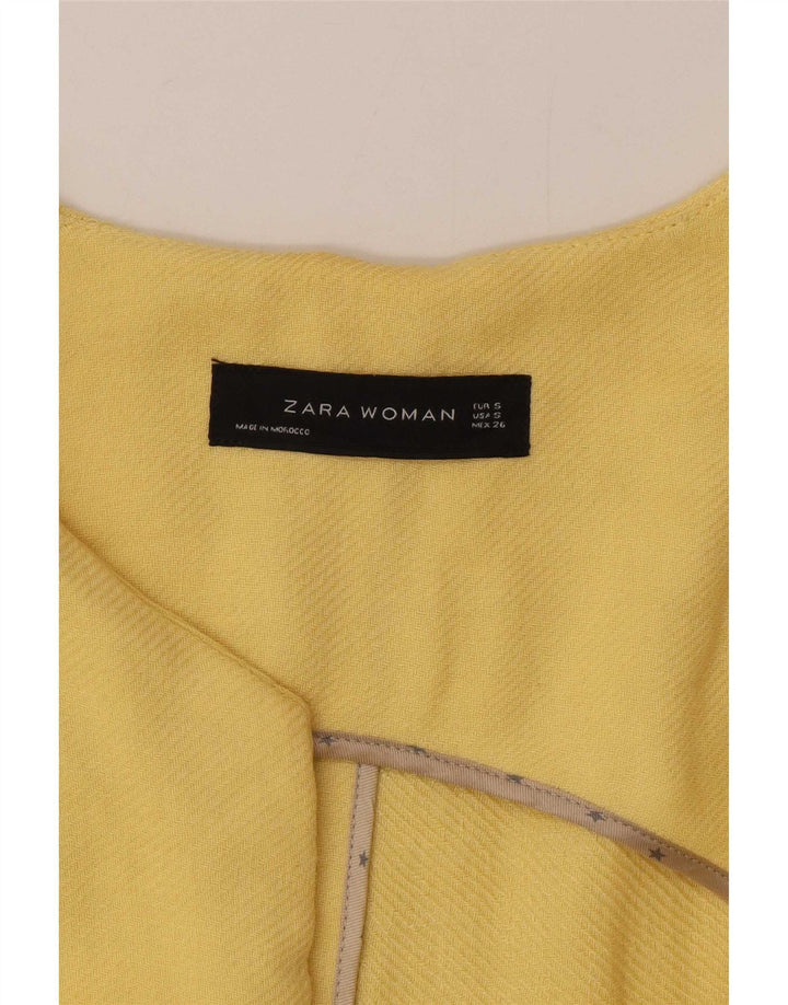 Zara Femme Pardessus Ouvert UK 10 Petite Viscose Jaune