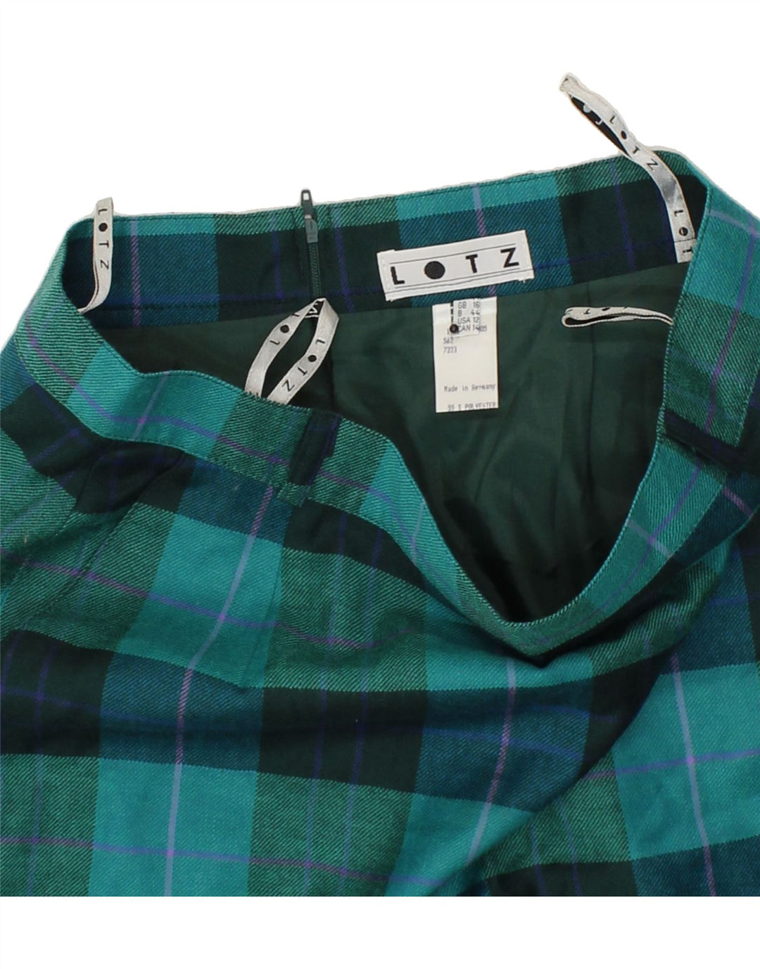 LOTZ Womens Pencil Skirt UK 16 Large W30  Blue Check Polyester Vintage Lotz and Second-Hand Lotz from Messina Hembry 