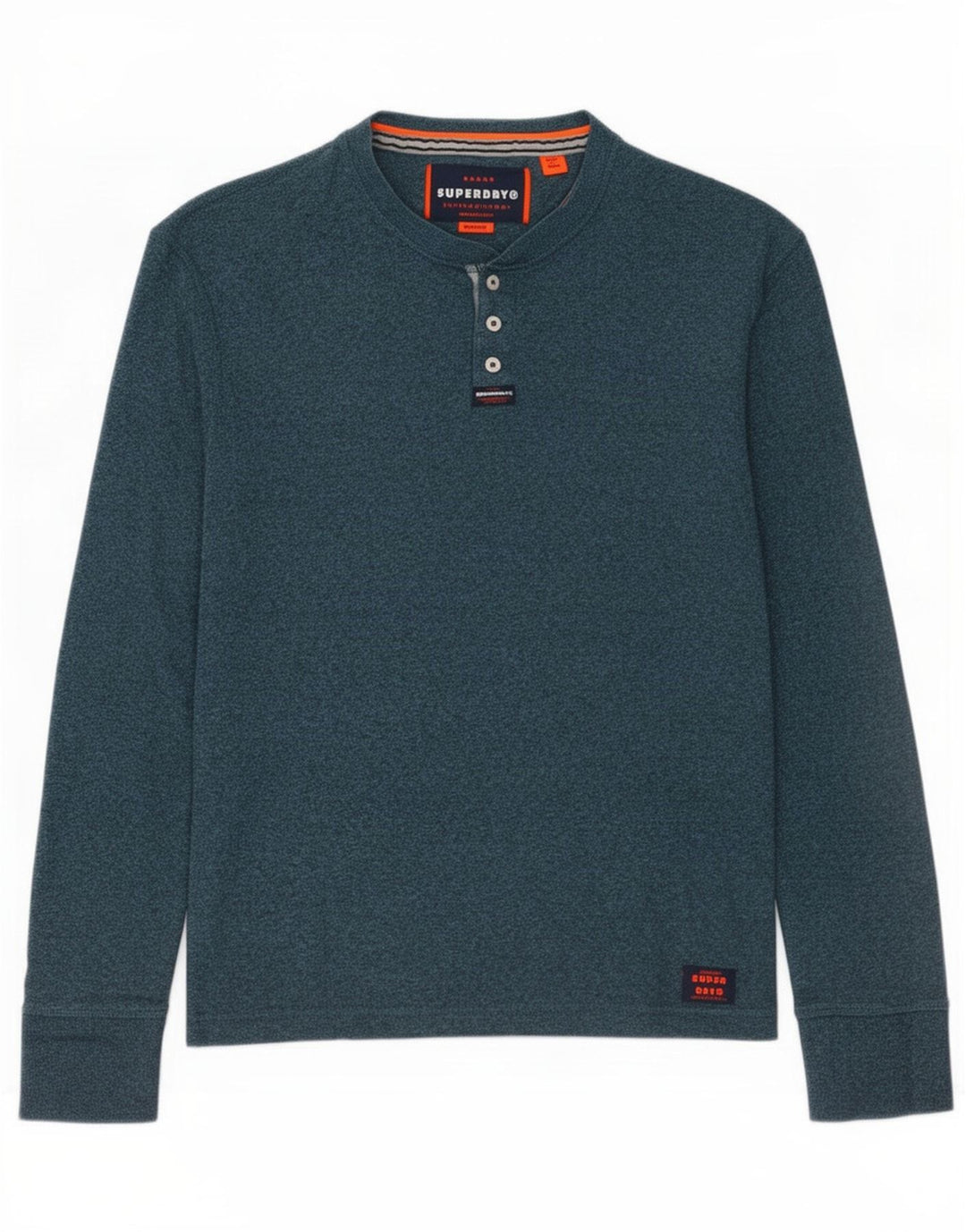 Superdry Haut à manches longues en coton moucheté vert moyen |