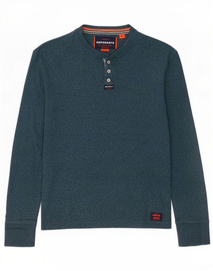 Superdry Haut à manches longues en coton moucheté vert moyen |