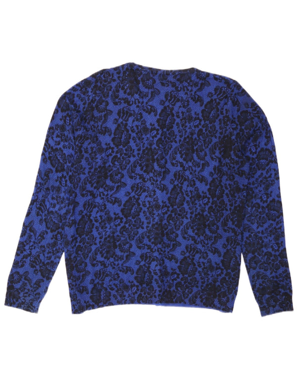 Marks & Spencer Pull Cardigan pour Femme UK 12 Bleu Moyen Floral