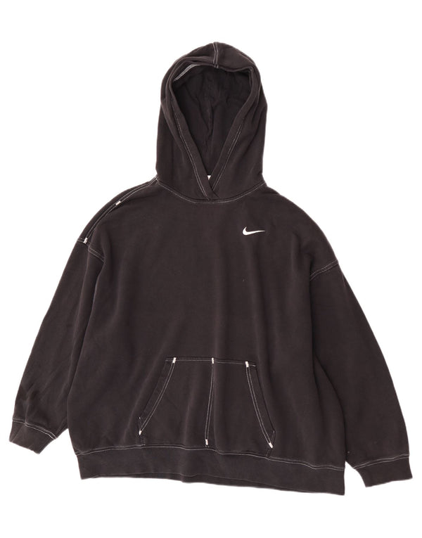 Nike Pull à capuche surdimensionné pour femme UK 10 Petit coton noir
