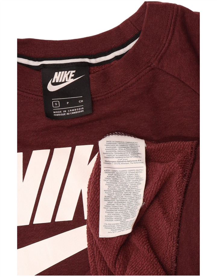 Nike Sweat-shirt court graphique pour femme UK 10 Petit coton bordeaux