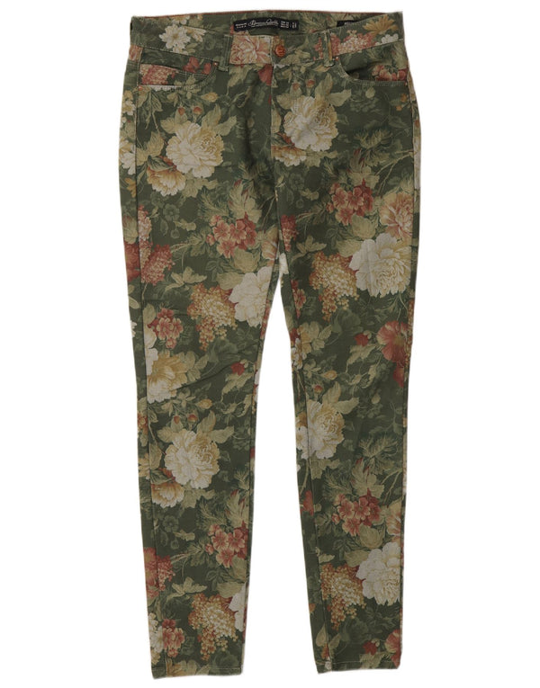 Zara Pantalon Jegging Femme EU 38 Petit W28 L30 Vert Floral