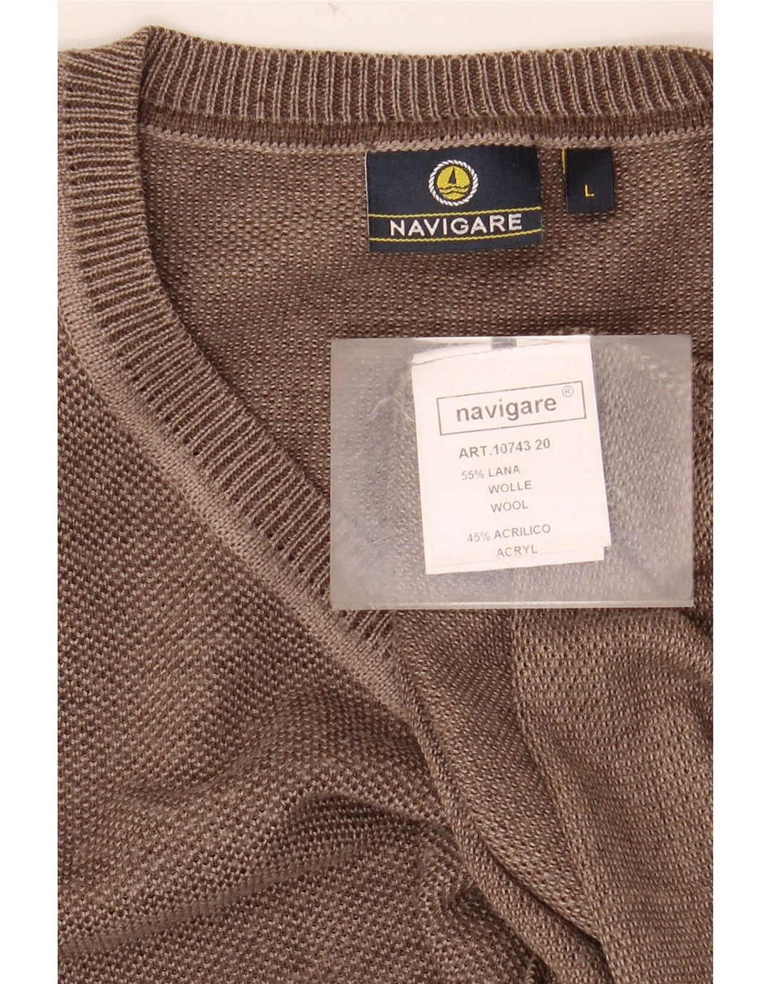 NAVIGARE Pull col V pour femme UK 16 Grande laine marron