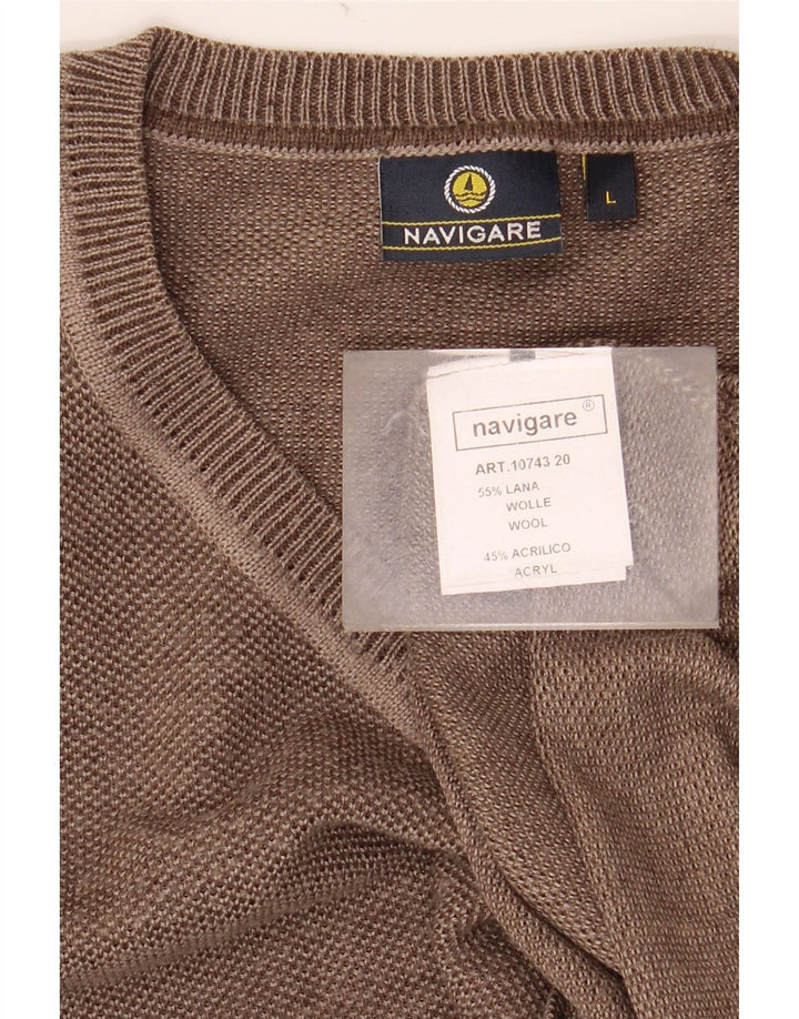 NAVIGARE Pull col V pour femme UK 16 Grande laine marron