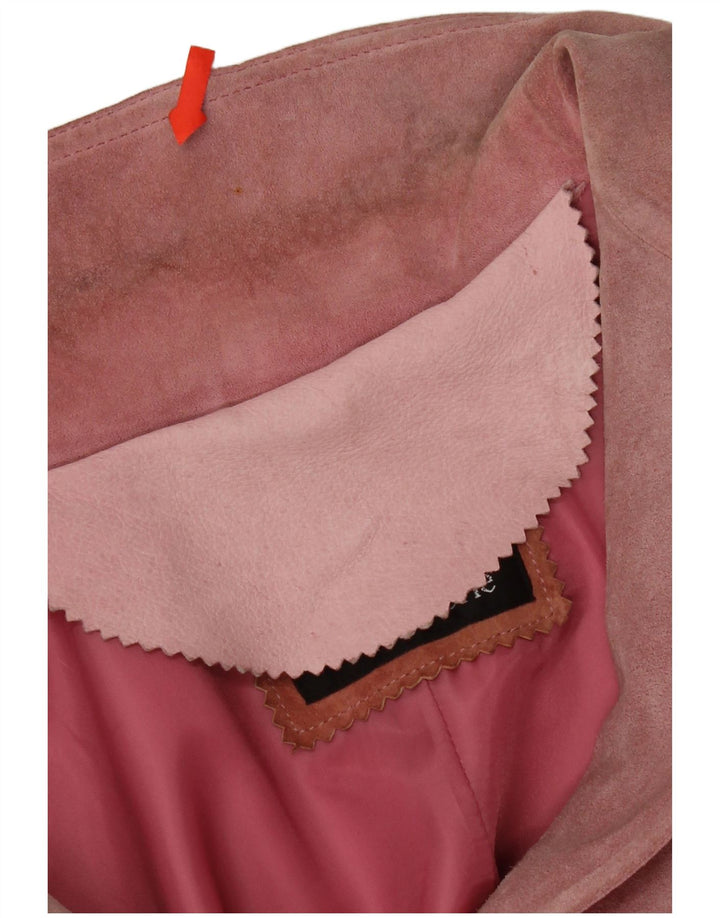 VINTAGE Veste blazer en daim à 2 boutons pour femme IT 46 Grand cuir rose