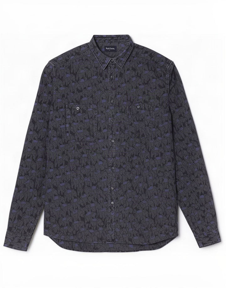 Paul Smith Chemise Homme Large Gris Animal Print Coton