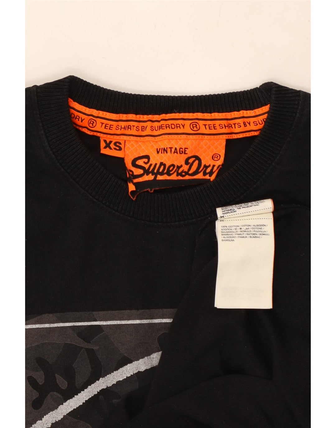 SUPERDRY T-Shirt Graphique Top XS Noir Coton Homme