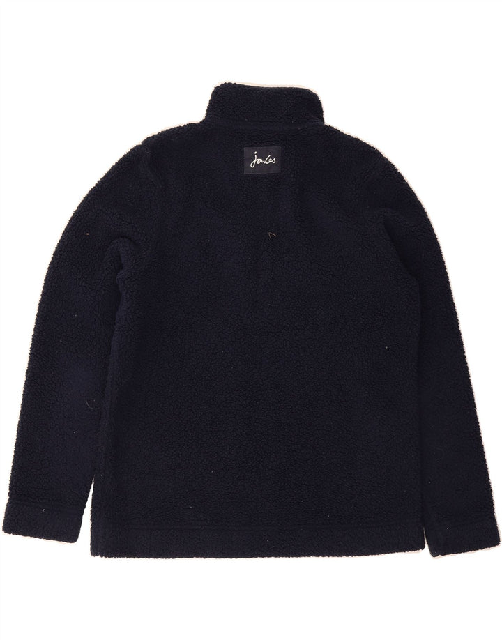 JOULES Womens Button Neck Fleece Jumper UK 12 Medium Navy Blue Polyester Vintage Joules and Second-Hand Joules from Messina Hembry 