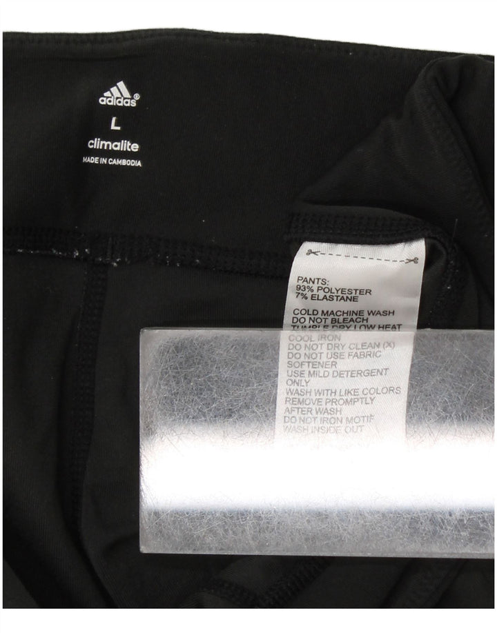 ADIDAS Femmes Climalite Leggings UK 14 Grand Noir Polyester