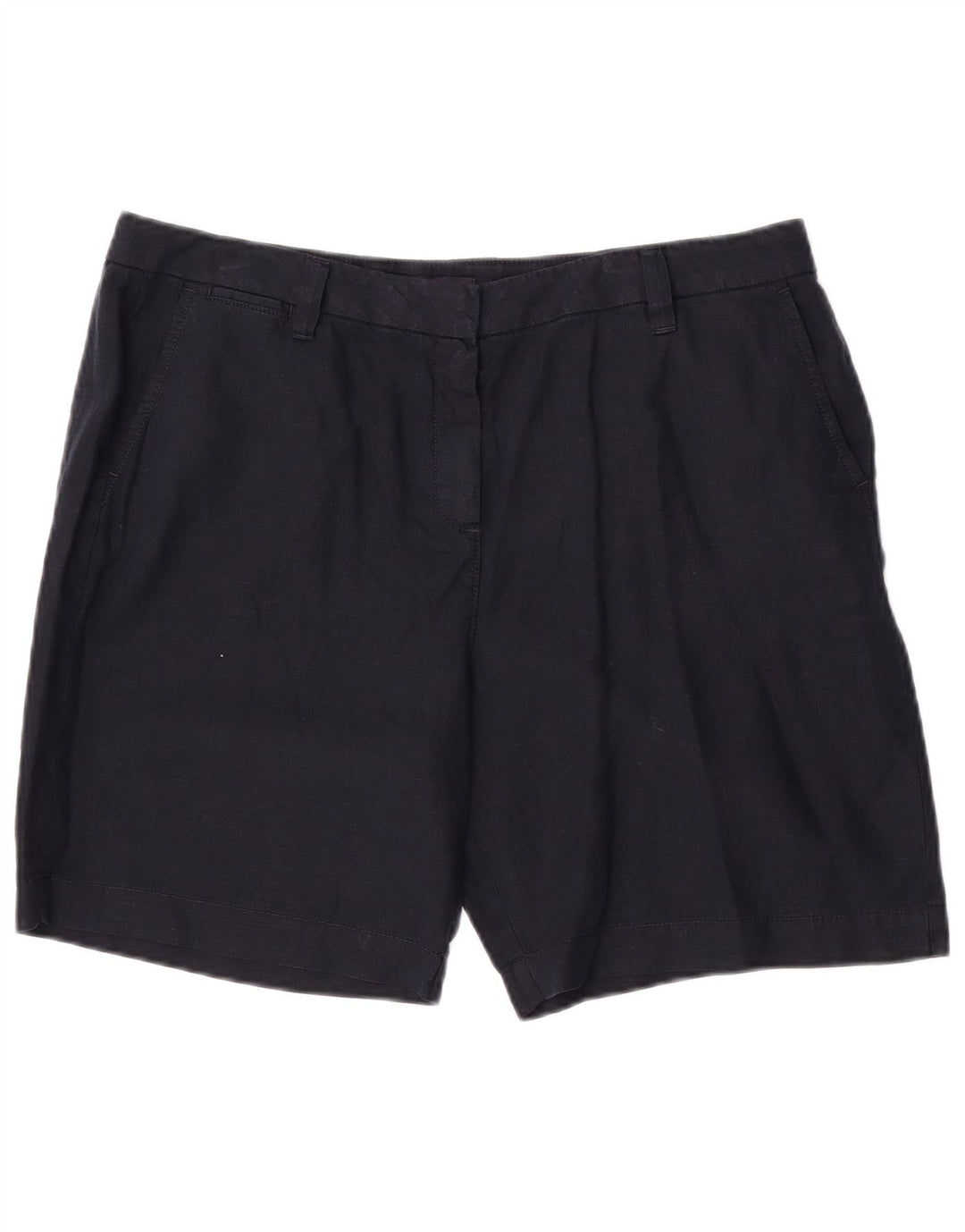 Marks & Spencer Short Chino pour Femme UK 14 Large W34 Bleu Marine Lin