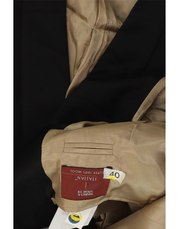Marks & Spencer Veste blazer à 1 bouton pour homme UK 40 laine noire moyenne