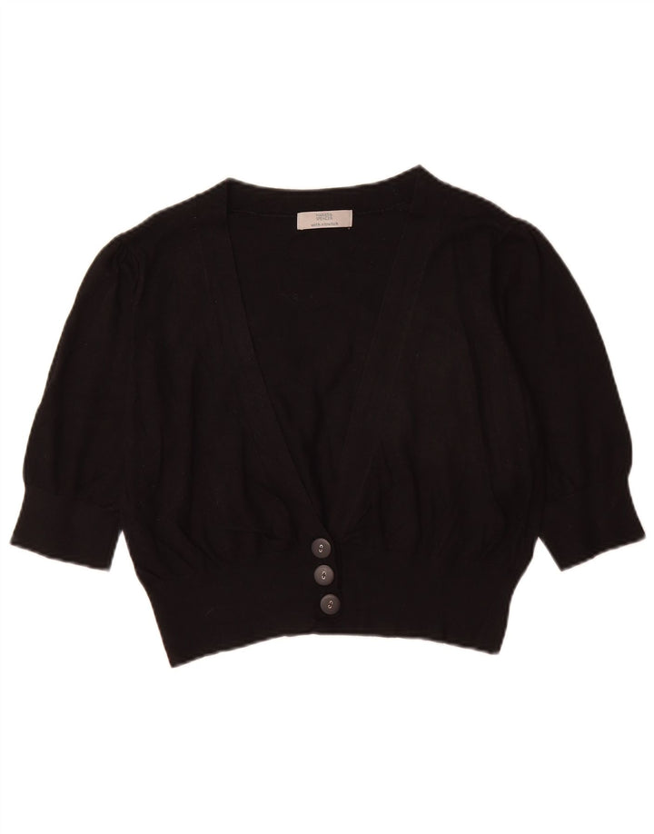 Marks & Spencer Pull cardigan court pour femme UK 14 Noir moyen