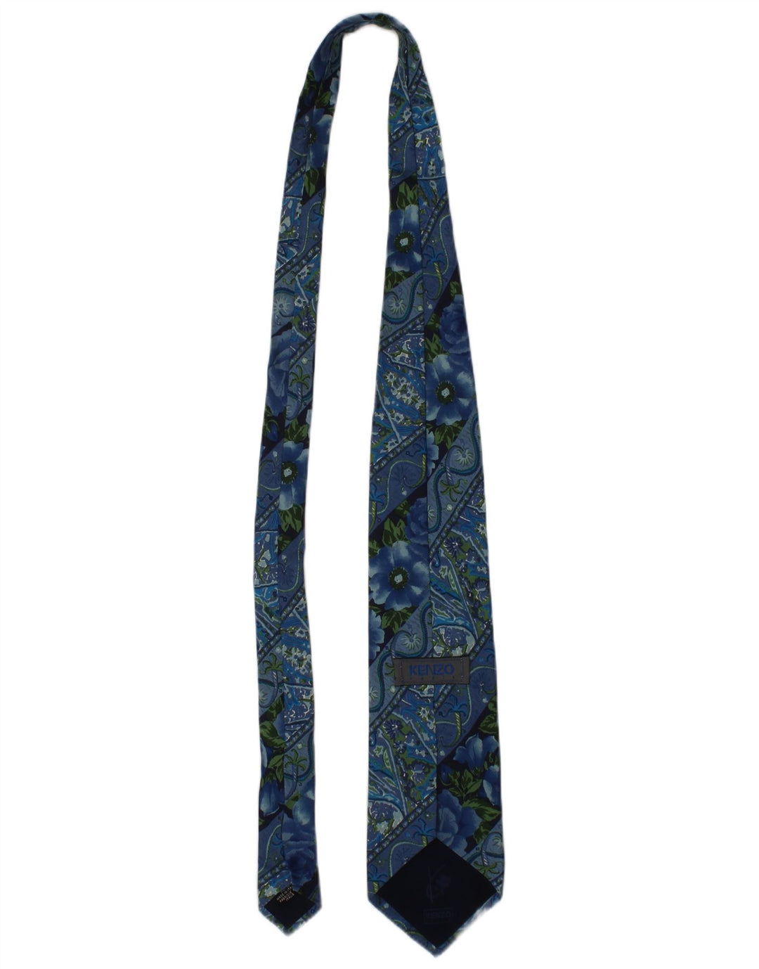 Kenzo Cravate Homme Taille Unique Bleu Floral Soie Designer