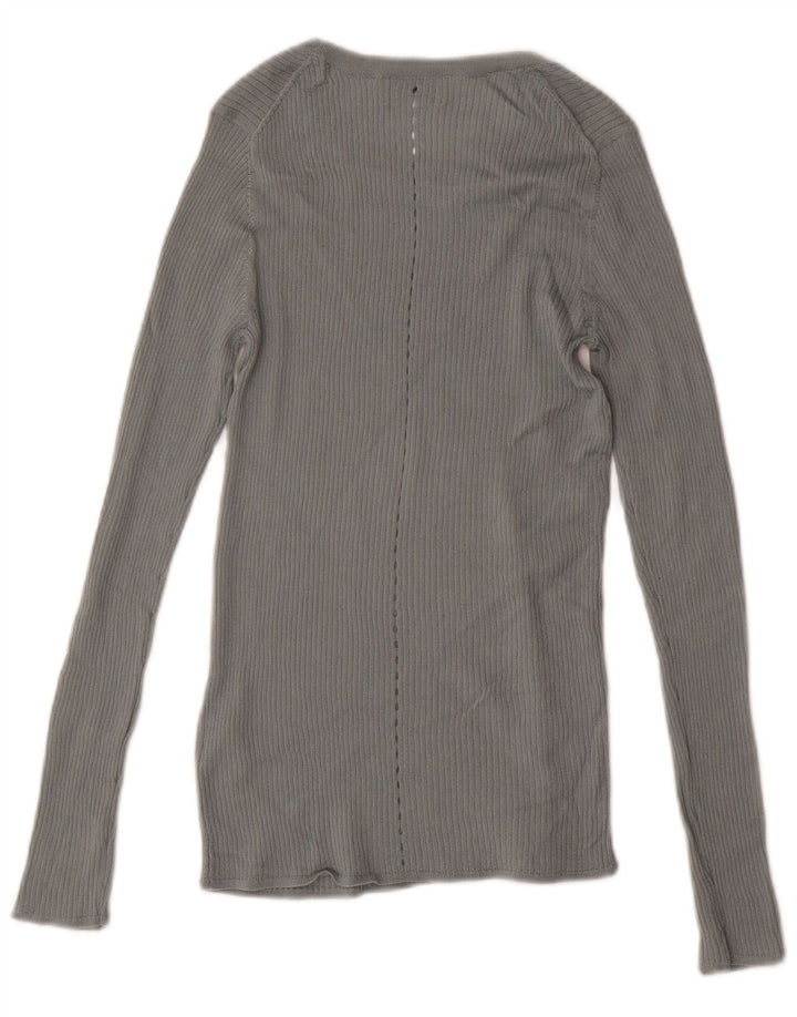 JIGSAW Pull Col Bateau Femme UK 12 Laine Gris Moyen