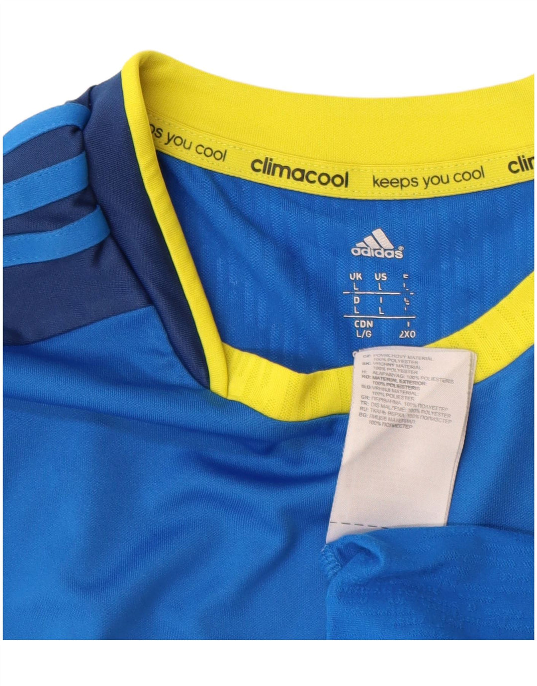 ADIDAS T-shirt Climacool pour hommes, grand bleu, polyester color block