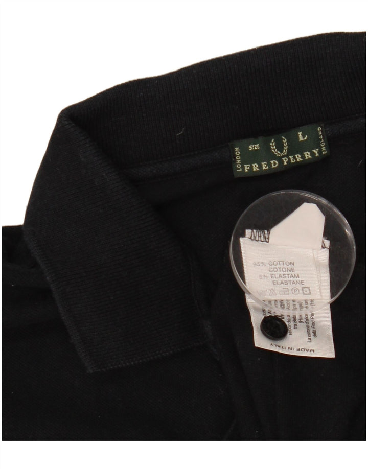 FRED PERRY Polo Femme UK 16 Large Noir Coton