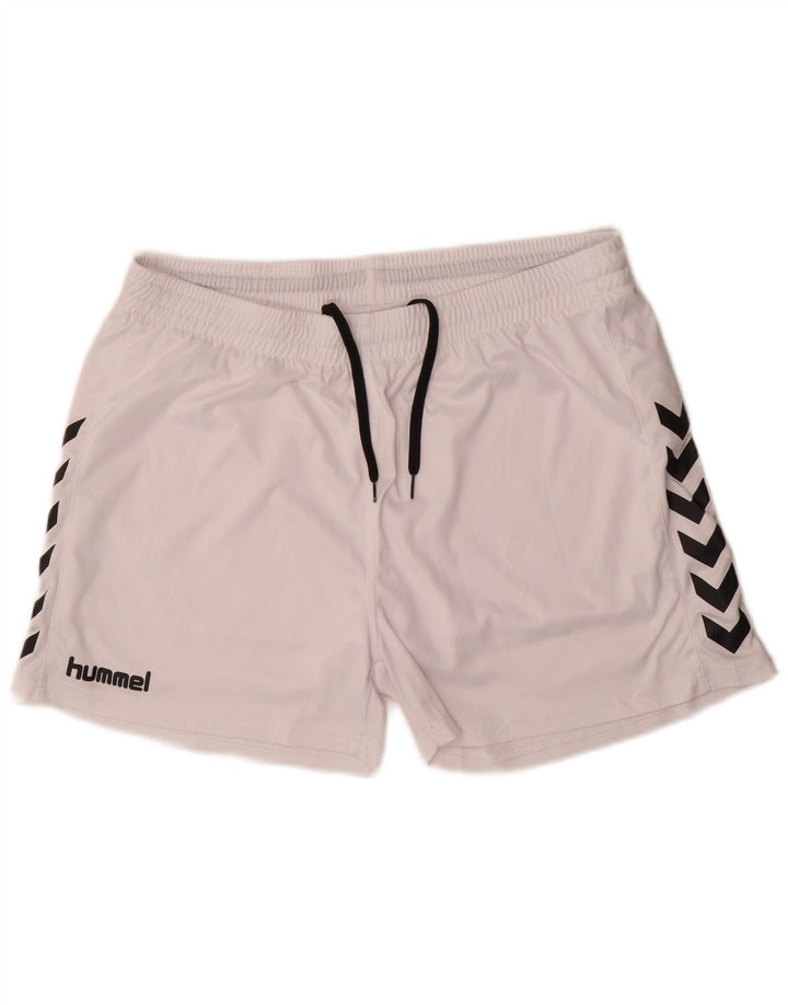 Hummel Short de Sport Graphique Homme Large Blanc Polyester