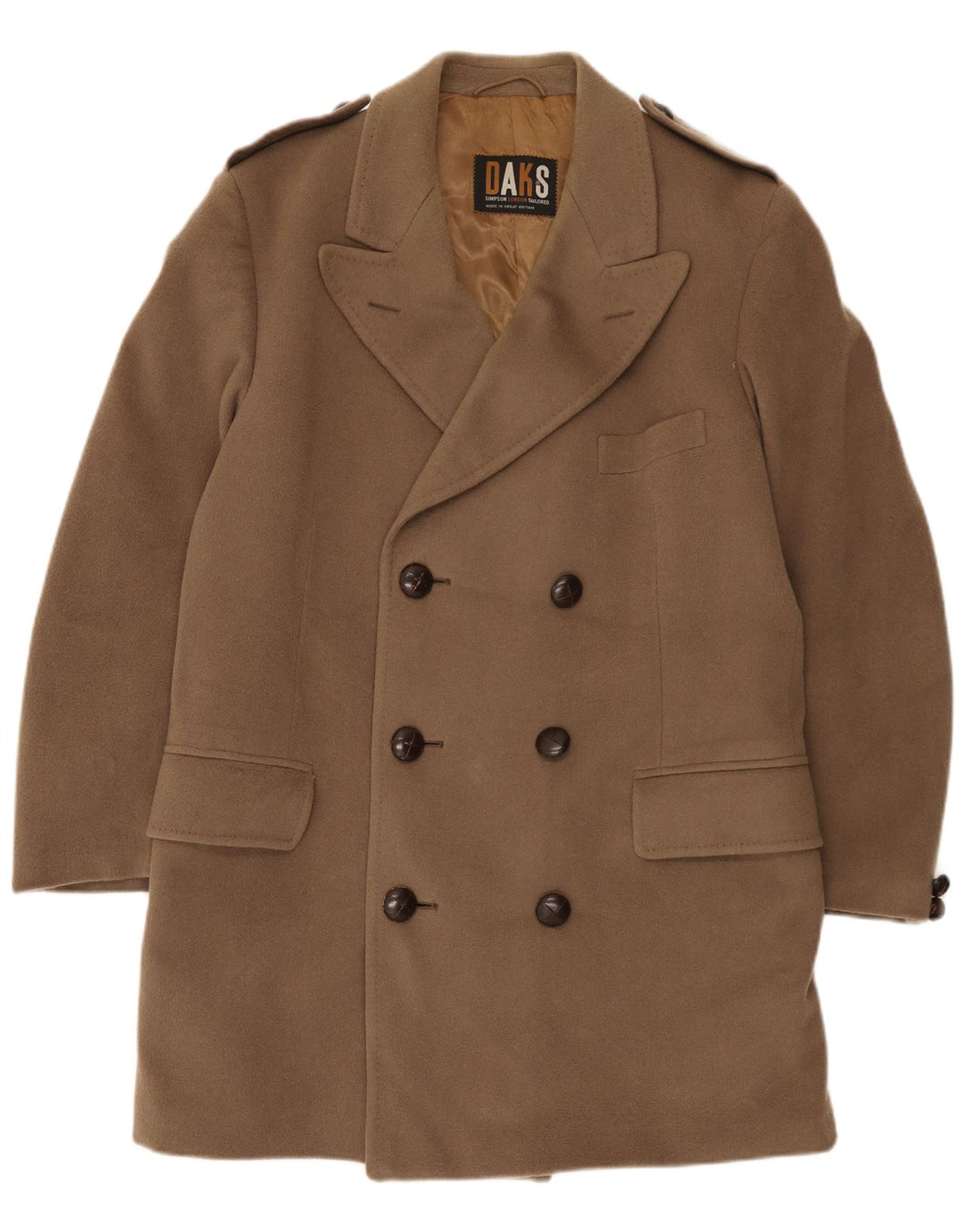 Dack's Manteau militaire double boutonnage pour homme UK 42 XL Laine vierge marron