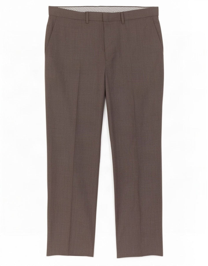 Marks & Spencer Pantalon de Costume Droit Homme W36 L31 Laine Marron