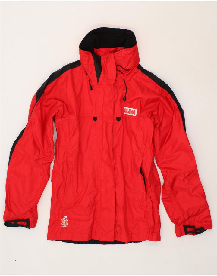 SLAM Womens Rain Jacket UK 10 Small Red Colourblock Nylon Vintage Slam and Second-Hand Slam from Messina Hembry 