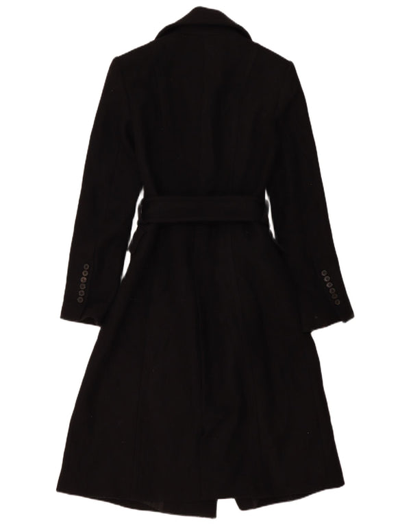 Zara Manteau croisé pour femme UK 10 Petite laine noire