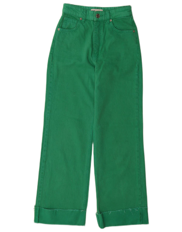 Zara Jean taille haute jambe large pour femme EU 32 2XS W22 L29 Coton vert