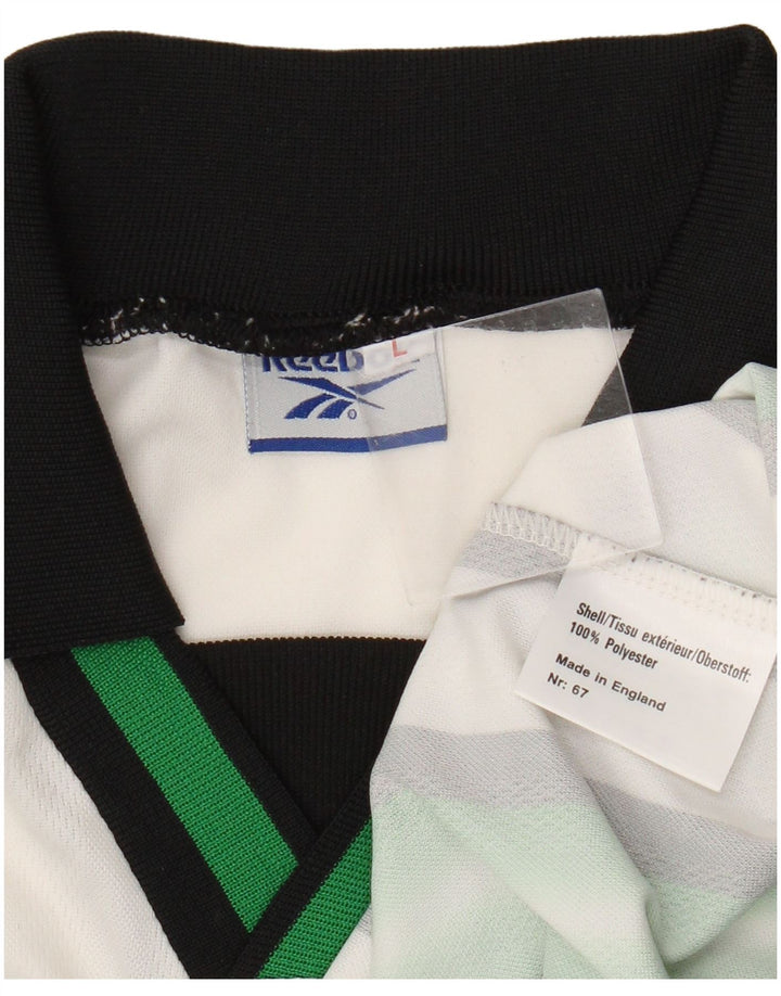 Reebok Polo Graphique Homme Large Vert Rayé Polyester