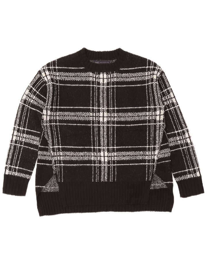 Marks & Spencer Pull à col rond pour femme UK 10 Petit carreaux noirs