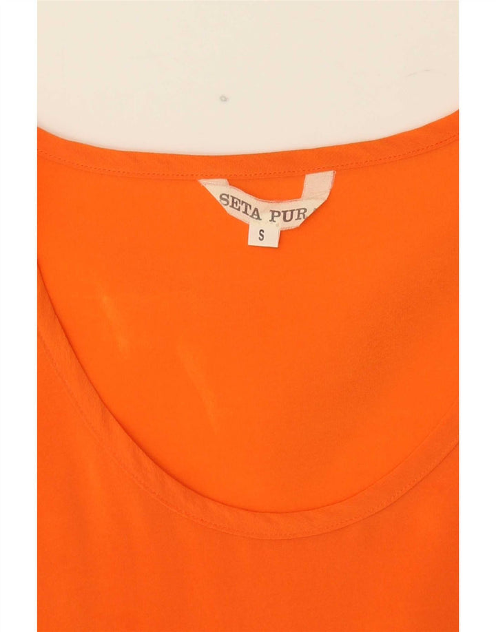 vintage Womens Vest Top UK 10 Petite Soie Orange
