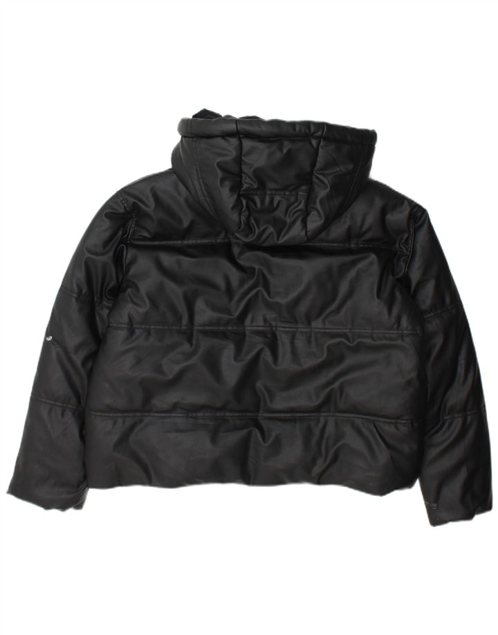 Zara Veste matelassée à capuche coupe ample pour femme UK 10 Small Noir Polyester