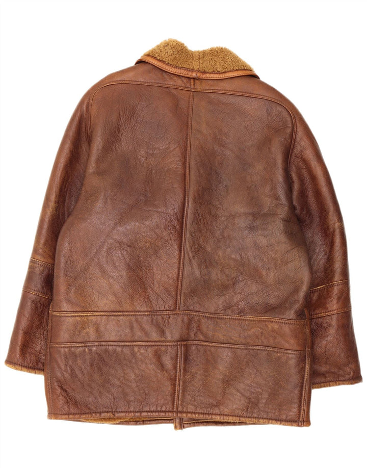 veste en peau de mouton homme vintage IT 52 XL peau de mouton marron