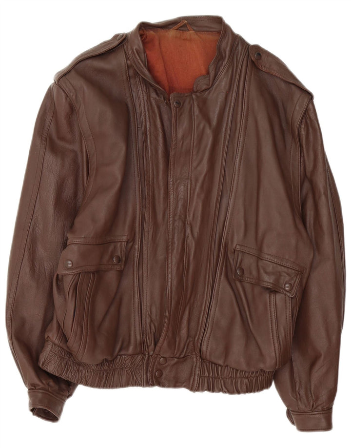 veste en cuir militaire vintage pour hommes UK 36 Petit Brun